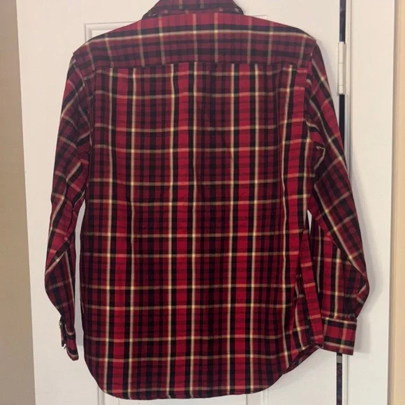 Polo Ralph Lauren Red and Black Plaid Button Down Shirt thick cotton L Vintage - Picture 4 of 4